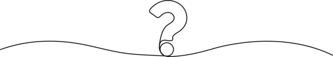 Wall Mural - Question mark in continuous line drawing style. Sketch of question mark in minimalist black linear isolated on white background. Vector illustration