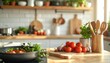 © Mangsur - Sunlit kitchen tableau showcasing fresh produce and natural wooden elements