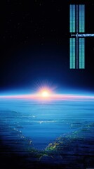 Wall Mural - Space station over sunrise