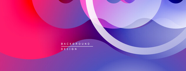 Aufkleber - Abstract fluid shapes, vibrant purple, pink hues. Smooth gradients create dynamic background design. Modern, elegant composition.