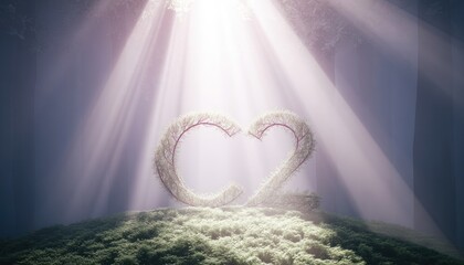 Wall Mural - Illuminated forest scene with stylized letters