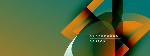 Poster - Abstract geometric shapes overlap, creating vibrant color gradients. Modern design elements suggest dynamic visual experience.
