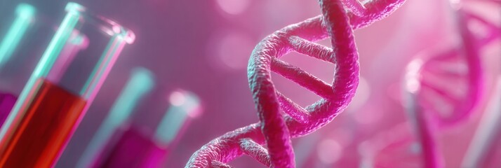 Poster - Modern Genetic Counseling and Testing Concept with DNA Helix and Laboratory Equipment for Healthcare Technology and Precision Medicine Promotion