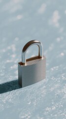Poster - Metallic Padlock on Circuit Board Surface Symbolizing Cybersecurity and Digital Data Protection with Futuristic Tech Aesthetic for Business Use
