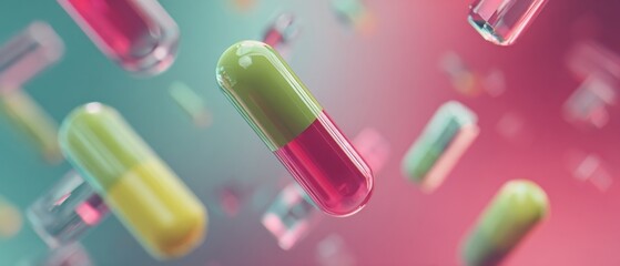 Aufkleber - Futuristic Pharmaceutical Capsules with Digital Data Streams in Advanced Molecular Diagnostics Lab for Innovative Drug Development and Therapeutic Solutions