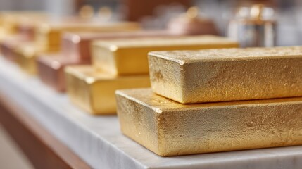 Poster - Precision Stacked Gold Bars in Strategic Reserve for Banking Wealth Security and Economic Stability with Premium Textured Surfaces and Investment Protection