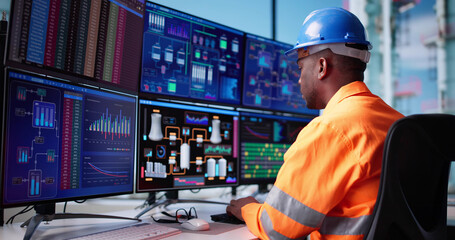 Aufkleber - Male Engineer Monitoring Oil