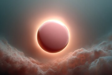 Poster - Dramatic Solar Eclipse with Visible Sun Corona Surrounded by Swirling Clouds for Astronomy Education and Cosmic Event Representation