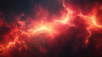 Wall Mural - deep space nebula with red and yellow plasma energy flowing through a field of stars