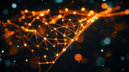 Wall Mural - glowing network of interconnected nodes and particles, abstract digital art
