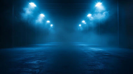 Wall Mural - a dark empty street, dark blue background, an empty dark scene, neon light, spotlights the asphalt f