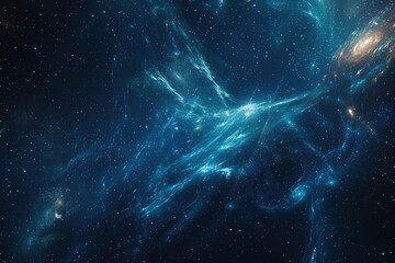 detailed color picture of empty space, blue galaxy, kosmos, stars