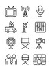 © Дар'я Солтис - Broadcast media icons set: tv, antenna, microphone, camera, director's chair