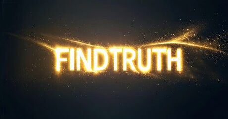Aufkleber - Bright golden text reads FIND TRUTH against dark background. Light streaks radiate from letters, creating dramatic effect.