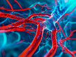 © Konstantin divelook - A detailed representation of the cardiovascular system showcases inflamed veins and arteries illuminated in vibrant red and blue hues, emphasizing the importance of vascular health in human anatomy