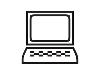 Wall Mural - vector isolated computer with keypad key pad colorless black and white outline silhouette shadow sha