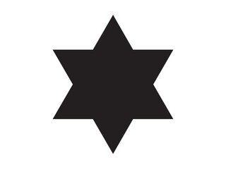Wall Mural - vector isolated jewish six points star colorless black and white outline silhouette shadow shape ste