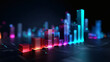 © MichaelMob - Colorful 3D bar graphs and data visualizations glow on a dark digital background, representing analytics and futuristic business intelligence.