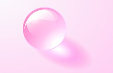 Aufkleber - Pink glass ball, transparent sphere with shadows, 3D shiny marble ball.
