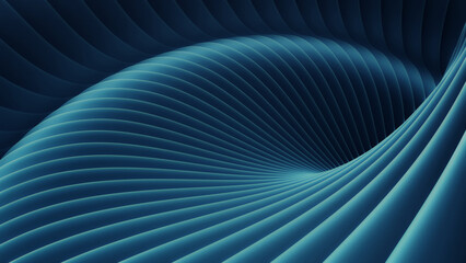 Poster - Abstract blue striped background, wavy stripes pattern, interesting spiral architectural minimal wallpaper.