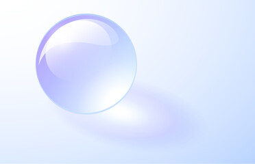 Aufkleber - Blue glass ball, transparent sphere with shadows, 3D shiny marble ball.