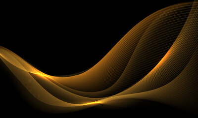 Wall Mural - abstract gold lines wave curve motion on black design modern luxury futuristic creative background v