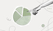 © accogliente - Trendy Halftone Collage Hand with pieces of pie chart. Business data and market share concept. Circular diagram parts. Finance graph. Investment strategy. Contemporary vector illustration art