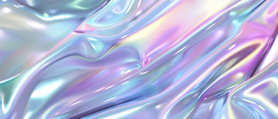Wall Mural - smooth abstract pattern pastel holographic iridescent colors shiny, metallic wallpaper background for website.