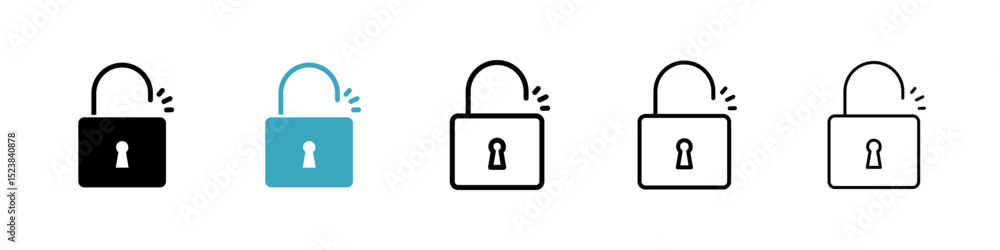 Floating Unlock Icon Unlock icons in Multiple Styles Set. Vector Illustration Stock Vector ...