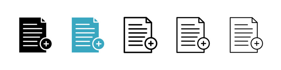 Wall Mural - add document icons in multiple styles set. vector illustration