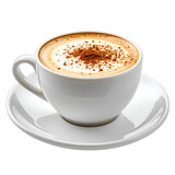 Cappuccino Delight: A perfectly crafted cappuccino sits in a pristine white cup and saucer, offering a sensory experience.