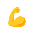 © Cali6ro - Biceps 3d isolated emoji gesture illustration. Flexed biceps icon in 3d style. Muscle arm isolated on white background. Fit and strong muscular, bodybuilding. Vector 10 eps.