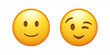 © Cali6ro - Smile or eye blink face emoji set. Winking Face. Eye winking emoji, funny yellow emoticon with smile. Smile icon vector 10 eps.