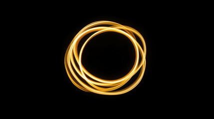 Wall Mural - dynamic golden circular light trails with abstract movement on a black background for artistic and c