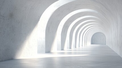 Fototapete - White vault building wall perspective showcasing modern architectural design and natural light interplay