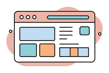 Minimal Web Interface Layout Illustration for UI/UX Design, Wireframes, Websites, Prototypes, and Modern App Development Concepts in Vector Style