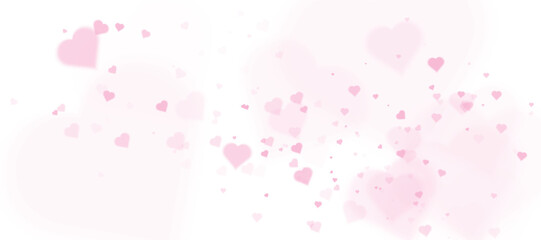 Poster - Romantic background with pink hearts on white background in soft and airy style. Suitable for love, wedding and congratulations themed designs.
