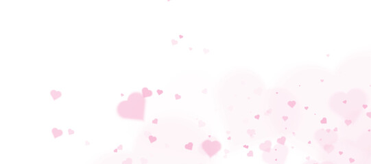 Poster - Romantic background with pink hearts on white background in soft and airy style. Suitable for love, wedding and congratulations themed designs.
