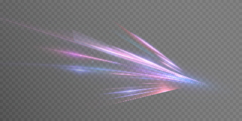 Poster - Transparent pink-violet rays of light create a feeling of acceleration, movement of the light flow. The energetic flow of light is suitable for the theme of speed, acceleration, racing theme.	