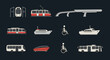 © MumarProject - Diverse transportation icons train tram monorail bus boat yacht and accessibility symbol