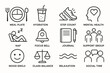 © Bohdan - Icons illustrating healthy lifestyle tips: nutrition, exercise, mental well-being, social interaction