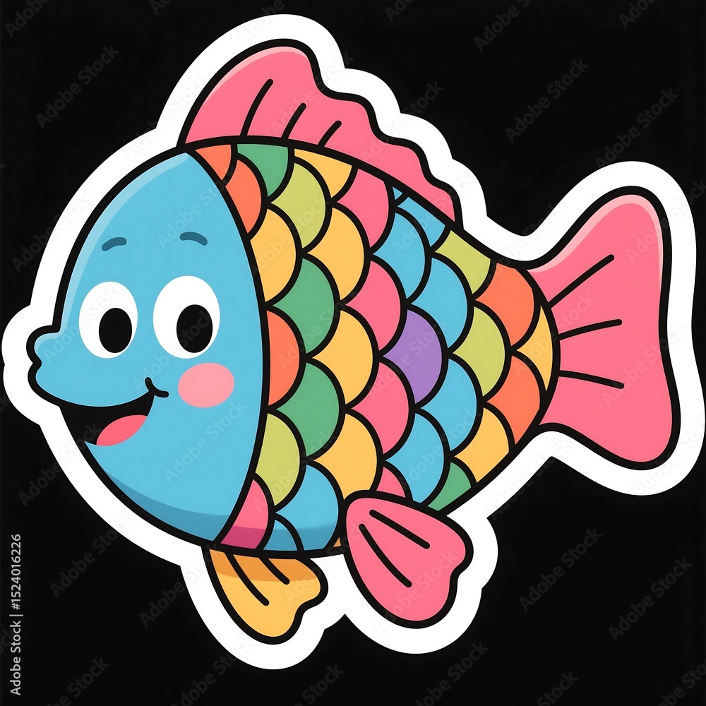 Fish clipart colorful cartoon fish with shiny rainbow scales, suitable for  kids art, sticker designs, and fun educational materials. Stock  Illustration | Adobe Stock