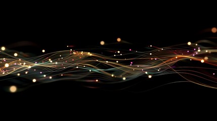Abstract design of flowing lines and particles.