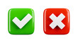 © schab - Green check mark and red cross icons isolated on transparent background. 3D render.