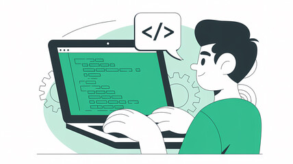 developer programming on laptop