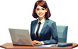 © Animasi - Young secretary working and smiling, in low poly style