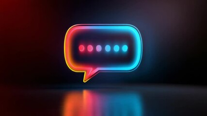 Aufkleber - Neon speech bubble emitting a colorful glow on a dark background