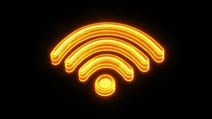 Leinwandbilder - Glowing orange wifi symbol on black background, digital connectivity concept