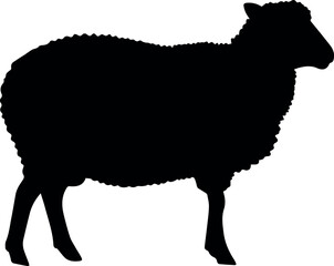 Wall Mural - simple black silhouette of a fluffy sheep animal farm graphic art wool lamb icon cute white image fa