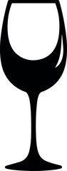 Wall Mural - simple black silhouette of elegant wine glass design bar art menu icon white drink clean shape party